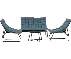 Lauko baldų komplektas "Outsunny" plieninių sodo baldų komplektas 4 asmenų oro sąlygoms atsparus balkono baldų komplektas su 2 vietų sofa, foteliu, šoniniu staliuku, sėdyne, pagalvėle, lauko sėdimųjų vietų grupe, kiemo baldų komplektu, skirtu sodo terasai, balkonui, pilkos spalvos