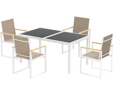 Lauko baldų komplektas Outsunny 5 dalių valgomojo baldų komplektas 4 asmenims, su nuimamu stalu ir 4 kėdėmis, plieno rėmas, skirtas balkonui, terasai ir sodui, spalvotas
