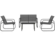 Lauko baldų komplektas Outsunny Sodo baldų komplektas iš 4 dalių, sodo baldų komplektas su 1 dviviete sofa, 2 kėdėmis, 1 kavos staliuku