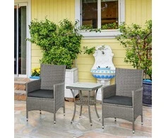 Lauko baldų komplektas Outsunny Sodo baldų komplektas su staliuku, bistro komplektas, 3 dalių balkono baldų komplektas 60x58,5x89,5 cm
