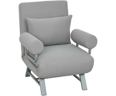 Miegamoji sofa-kėdė, paminkštintas fotelis, transformuojamas į svečių lovą, ergonomiškas, šviesiai pilkas
