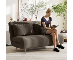 Miegamoji sofa, svečių lova, 3 padėčių reguliuojamas atlošas, kordo audinio išvaizda, iki 120 kg, 141 x 90 x 81 cm, tamsiai rudas