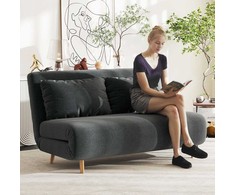 Miegamoji sofa, svečių lova, 3 padėčių reguliuojamas atlošas, kordo rašto apdaila, iki 120 kg, 141 x 90 x 81 cm, tamsiai pilka
