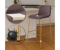 Mville Baro kėdė Hoover Aksomas 4-koju Auksinė