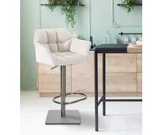 Mville Baras kėdė Damaso Audinys baltas, nerūdijantis plienas