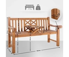 Mville Tikmedžio suolas Luka 150 cm