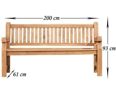Mville Tikmedžio suoliukas Jackson 200 cm