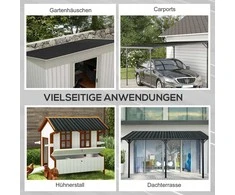 "Outsunny" 12 vienetų Trapecinis lakštas 129x45cm 7m² Cinkuotas stogo lakštas 0,25 mm Oro sąlygoms atsparus profiliuotas lakštas Cinkuotos plieninės stogo plokštės Stogo plokštės Gofruoto plieno lakštų plokštės stoginei stoginei Tamsiai pilka