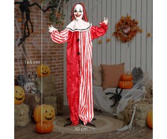 Outsunny Animatroninė klouno dekoracija su LED akimis ir garso aktyvinimu, raudona/balta, 70 × 16 × 165 cm
