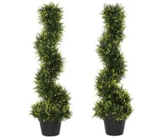 "Outsunny" 2 dirbtinių kedro medžių rinkinys, didelis 90 cm dirbtinis augalas, plastikiniai dirbtiniai kedro augalai vazone, spiralinis augalas, panašus į tikrą, skirtas svetainei, miegamajam, biurui, sodui, moderniai dekoracijai