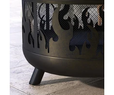 Outsunny 2-in-1 laužavietė, kepsninė su apsauga nuo žiežirbų ir grotelėmis, skirta sodui, BBQ, metalinė, juoda, Ø61x55cm