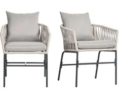 "Outsunny" 2 sodo kėdžių su pagalvėlėmis rinkinys Boho stiliaus sodo kėdės, metalinis rėmas, skirtos balkonui ir terasai