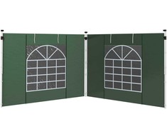 "Outsunny" 2 šoninių skydų rinkinys pavėsinei 3x3/3x6 m, šoniniai skydai su langu ir "Velcro" užsegimu, vandeniui atsparūs šoniniai skydai iš Oksfordo audinio, kaip apsauga nuo vėjo ir privatumo ekranas vakarėlių palapinei, žalias