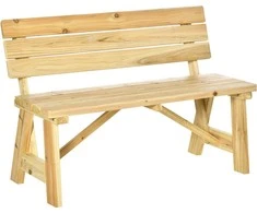 Outsunny 2-vietis medinis sodo suoliukas iki 220 kg iš medžio masyvo 116 x 56 x 80 cm