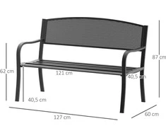 2-vietis sodo suoliukas - juodas W127 x D60 x H87cm