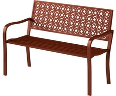 "Outsunny" 2 vietų sodo suolas, atsparus oro sąlygoms, sodo baldai su atlošu ir porankiais, parko suolas, pakraunamas 240 kg, suolas balkonui, terasai, sodui, 127 x 63 x 85 cm, raudonas