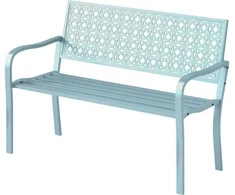 "Outsunny" 2 vietų sodo suolas, atsparus oro sąlygoms, sodo baldai su atlošu ir porankiais, parko suolas, pakraunamas 240 kg, suolas balkonui, terasai, sodui, 127 x 63 x 85 cm, mėlynas
