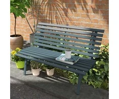 "Outsunny" 2 vietų sodo suolas iš aliuminio, atsparus atmosferos poveikiui, UV spinduliams atsparus sodo baldas su lamelių konstrukcija, parko suolas, pakraunamas 240 kg, balkono suolas balkonui, terasai, sodui, 123x67x79 cm, mėlynas
