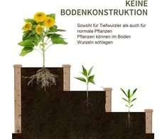 Outsunny pakelta lysvė, 3 pakopų daržo lysvė, augalų lysvė, prieskonių lysvė, gėlių stovas balkonui, sodui, natūrali eglės mediena, 124 x 124 x 56 cm