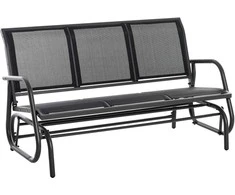 "Outsunny" 3 vietų supamasis krėslas Tvirtas sodo suoliukas kaip sodo sūpynės, metalinis, atsparus oro sąlygoms, juodas, 151x75x85cm
