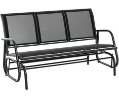 „Outsunny“ 3 vietų supama kėdė – tvirtas sodo suoliukas, sodo supynės, metalinis, atsparus oro sąlygoms, juodas, 151x75x85 cm