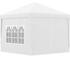 Outsunny 3x3 m paviljonas su 4 šoninėmis sienelėmis ir langu, apsauga nuo UV spindulių, su transportavimo krepšiu, Oksfordo plienas, baltos spalvos