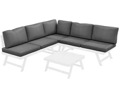 Lauko baldų komplektas Outsunny 4 dalių sodo baldų komplektas su kampine sofa, kavos staliuku, sėdynių pagalvėlėmis - pilkos spalvos