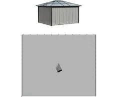 Outsunny 4 šoniniai skydai 3x3 m pavėsinei, Šoninės sienelės sodo pavėsinei - šviesiai pilka 302 x 205 cm