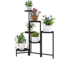 Outsunny 6 pakopų augalų stovas su padėklais, sulankstomas gėlių stovas, metalinis, 80 cm
