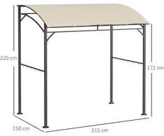 Outsunny kepsninių pavėsinė, stoginė kepsninei, apsauga nuo lietaus su UV apsauga, sodo pavėsinė su kabliukais, plieno rėmas, poliesteris, smėlio spalvos, 215 x 150 x 220 cm