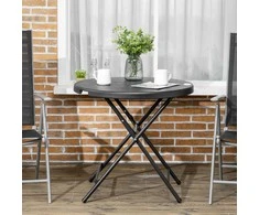 Outsunny Apvalus sulankstomas sodo stalas, Ø80 cm - tamsiai pilka