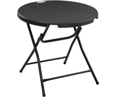 Outsunny Apvalus sulankstomas sodo stalas, Ø80 cm - tamsiai pilka