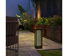 Outsunny Automatinis LED sodo šviestuvas, juodas, 15,5x15,5x46cm