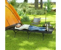 "Outsunny camp bed" sulankstoma kempingo lova su krepšiu 200 x 100 x 36 cm svečių lova iki 120 kg itin plati kempingo lova suaugusiesiems sulankstoma lova patalpoms, lauke, sode, kempinge, keliaujant juoda