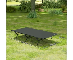 "Outsunny camp bed" sulankstoma kempingo lova su krepšiu 200 x 100 x 36 cm svečių lova iki 120 kg itin plati kempingo lova suaugusiesiems sulankstoma lova patalpoms, lauke, sode, kempinge, keliaujant juoda