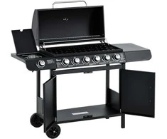 Outsunny Dujinė kepsninė BBQ dujinis grilis su 6 degikliais 1 šoninis degiklis 135 x 50 x 100 cm