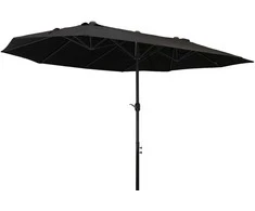 Outsunny Dvigubas ovalus skėtis - Juodas 460 x 270 x 240 cm