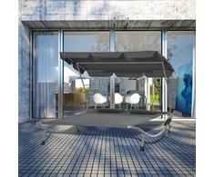 Outsunny Dvivietis gultas su stogeliu - pilkas, 200x170x134cm