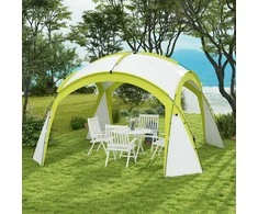 "Outsunny Event Shelter" 3,5 x 3,5 m paviljonas su kablio durimis Vandeniui atsparus žiemą atsparus sodo paviljonas Šalies palapinė Apsauga nuo saulės Stovyklavimas, sodo festivaliai Žalia