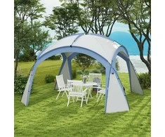 "Outsunny Event Shelter" 3,5 x 3,5 m paviljonas su kablio durimis Vandeniui atsparus žiemai atsparus sodo paviljonas Šalies palapinė Apsauga nuo saulės Stovyklavimas, sodo festivaliai Mėlyna