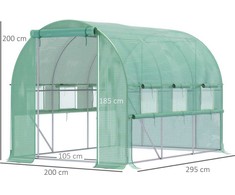Outsunny plėvelinis šiltnamis 2,95x2x2 m, tunelinis, įeinamas, 6 langai, UV apsauga, žalias