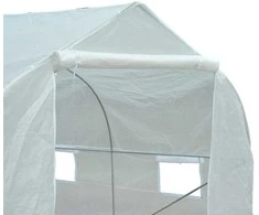 „Outsunny“ plėvelinis šiltnamis 3,5x3x3 m, apsauga nuo UV spindulių, pomidorų namelis, tinkliniai langai, atsparus vėjui, sodui ir balkonui, metalinis, baltas