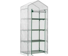 "Outsunny" folijos šiltnamis Baltas šiltnamis, 4 lentynos, pomidorų namelis, 70x50x160cm