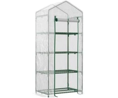 "Outsunny" folijos šiltnamis Baltas šiltnamis, 4 lentynos, pomidorų namelis, 70x50x160cm