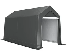 Outsunny garažo palapinė, 2,1 x 3,6 x 2,35 m sandėliavimo palapinė su apsauga nuo UV spindulių, užtraukiamos durys, vandeniui atspari plėvelinė garažo palapinė motociklams, sodo įrankiams, tamsiai pilka