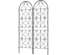 Outsunny grotelės metalinis 2 nerūdijančio plieno kopėtėlių rinkinys 50x150 cm sodo grotelės kambariniams augalams augalų grotelės pomidorams daržovėms gėlėms vijokliniams augalams juodos spalvos