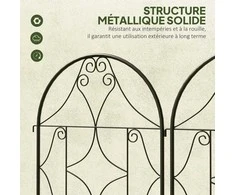 Outsunny metalinė grotelė vijokliniams augalams, 2 vnt. rinkinys, įsmeigiama, nerūdijanti, 50x150 cm, sodo grotelės kambariniams augalams, pomidorams, daržovėms ir gėlėms, juoda