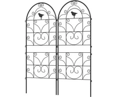 Outsunny grotelės metalinis 2 nerūdijančio plieno kopėtėlių rinkinys su paukščio dizainu vijokliniams augalams 50x120 cm grotelės kambariniams augalams augalų grotelės pomidorams gėlėms vijokliniams augalams juodos spalvos