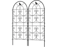 Outsunny grotelės metalinis 2 nerūdijančio plieno kopėtėlių rinkinys su paukščio dizainu vijokliniams augalams 50x120 cm grotelės kambariniams augalams augalų grotelės pomidorams gėlėms vijokliniams augalams juodos spalvos