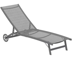 "Outsunny" gultas su ratukais, sodo gultas, aliuminio gultas su 5 kryptimis reguliuojamu atlošu, oro sąlygoms atsparus kempingo gultas, sodo gultas, kurio keliamoji galia iki 150 kg, skirtas sodui, paplūdimiui, baseinui, tamsiai pilkos spalvos